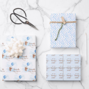 We Can Bearly Wait Personalised Baby Shower  Wrapping Paper Sheet