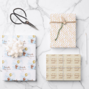 We Can Bearly Wait Personalised Baby Shower  Wrapping Paper Sheet