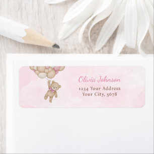 We Can Bearly Wait Pink Baby Shower Address Return Address Label
