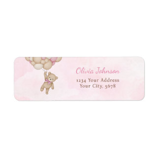 We Can Bearly Wait Pink Baby Shower Address Return Address Label