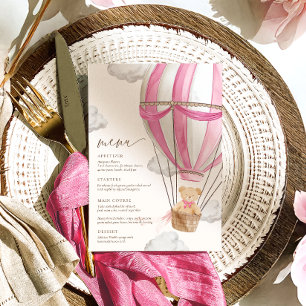 We Can Bearly Wait Pink Baby Shower  Menu