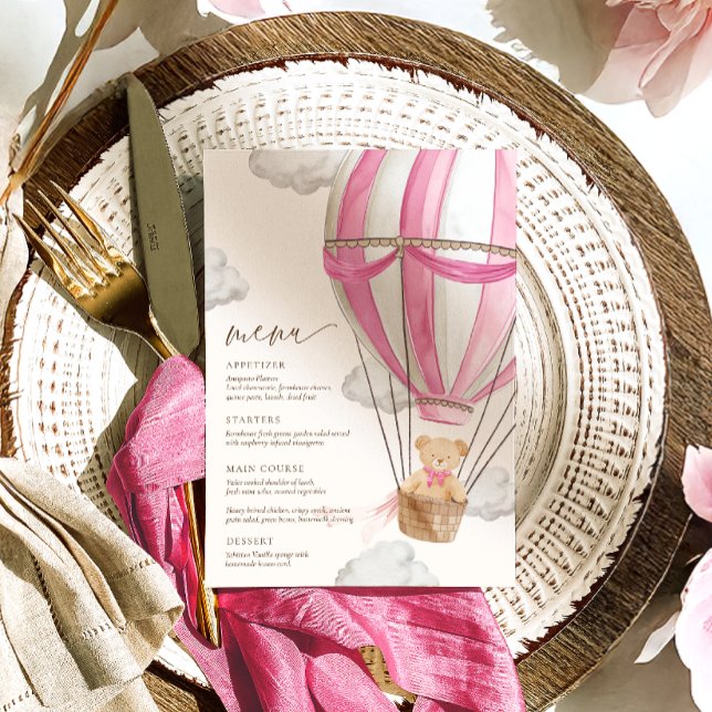 We Can Bearly Wait Pink Baby Shower  Menu (Creator Uploaded)