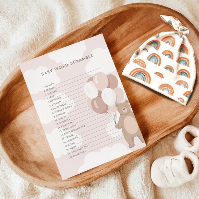 We Can Bearly Wait | Pink Baby Word Scramble Enclosure Card (Creator Uploaded)