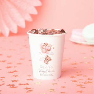 We Can Bearly Wait Pink Balloons Baby Shower  Paper Cups