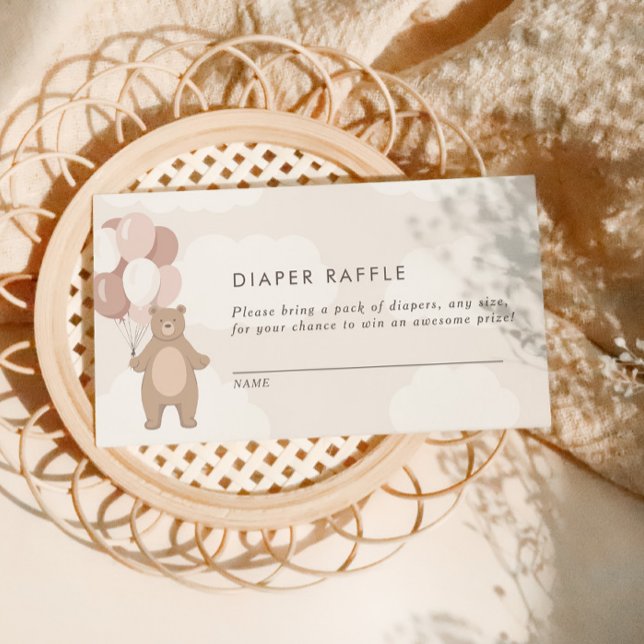 We Can Bearly Wait | Pink Diaper Raffle Shower Enclosure Card (Creator Uploaded)