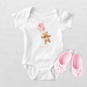 We Can Bearly Wait Pink Girl Baby Shower Bodysuit