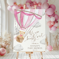 We Can Bearly Wait Pink Hot Air Ballon Baby Shower