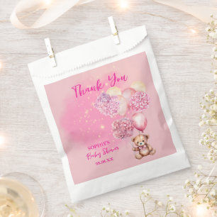 We Can Bearly Wait Pink Hydrangeas & Balloon Favour Bag