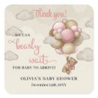 We can bearly wait pink ivory brown balloons girl