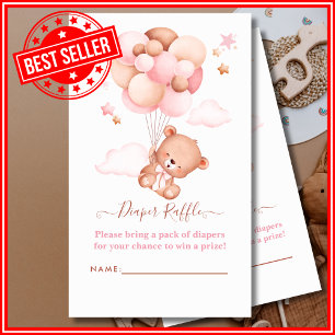 We Can Bearly Wait Pink Pooh Bear Baby Shower Enclosure Card