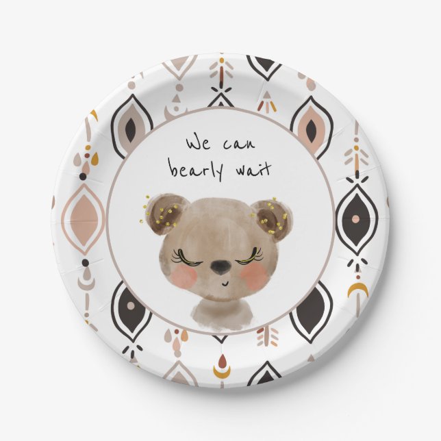 We Can Bearly Wait Plates Teddy Bear Baby Shower (Front)
