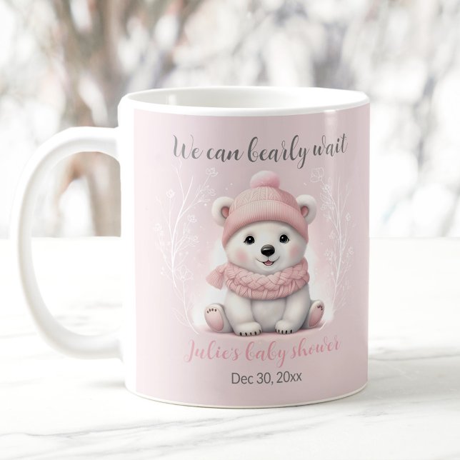 We Can Bearly Wait Polar Bear Name Baby Shower Mug (We Can Bearly Wait Polar Bear Name Baby Shower Mug)