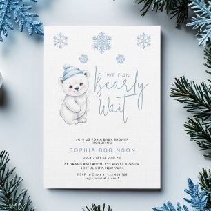 We Can Bearly Wait Polar Bear Winter Baby Shower Invitation