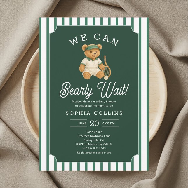 We Can Bearly Wait Preppy Bear Tartan Baby Shower Invitation (Creator Uploaded)