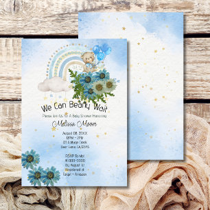 We Can Bearly Wait Rainbow Boho Bear Boy Invitation