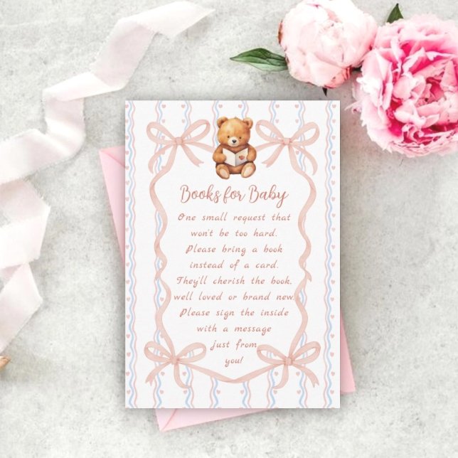 We Can Bearly Wait Ribbon Baby Shower Book Request Enclosure Card (Creator Uploaded)