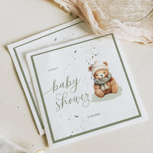 We Can Bearly Wait Sage Baby Shower Paper Cups Napkin