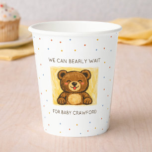 We Can Bearly Wait! Simple Hand Drawn Baby Shower Paper Cups