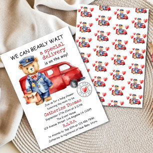 We Can Bearly Wait Special Delivery Baby Shower Invitation