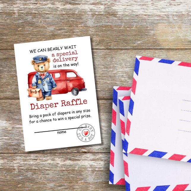 We Can Bearly Wait Special Delivery Diaper Raffle Enclosure Card (Creator Uploaded)