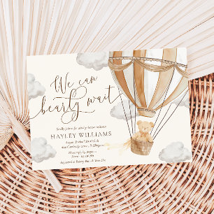 We Can Bearly Wait Tan Baby Shower Invitation