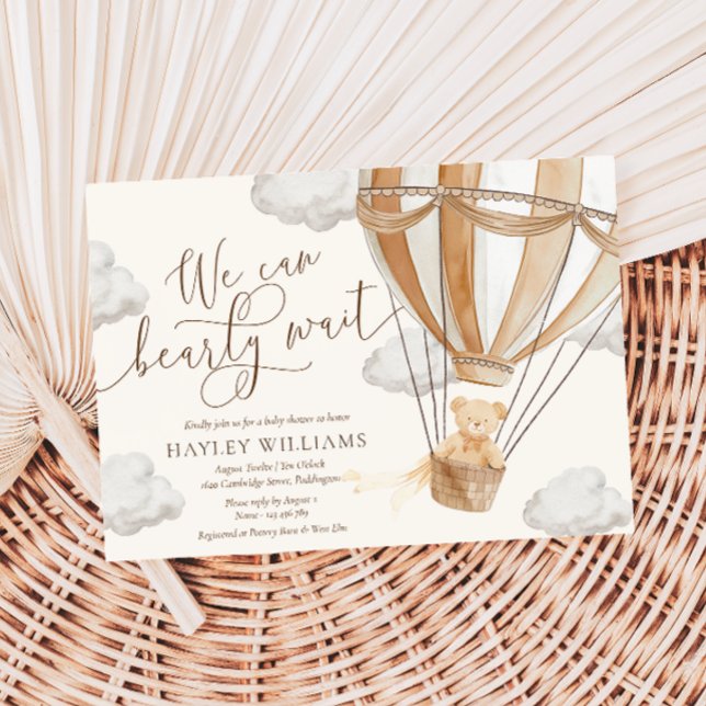 We Can Bearly Wait Tan Baby Shower Invitation (Creator Uploaded)