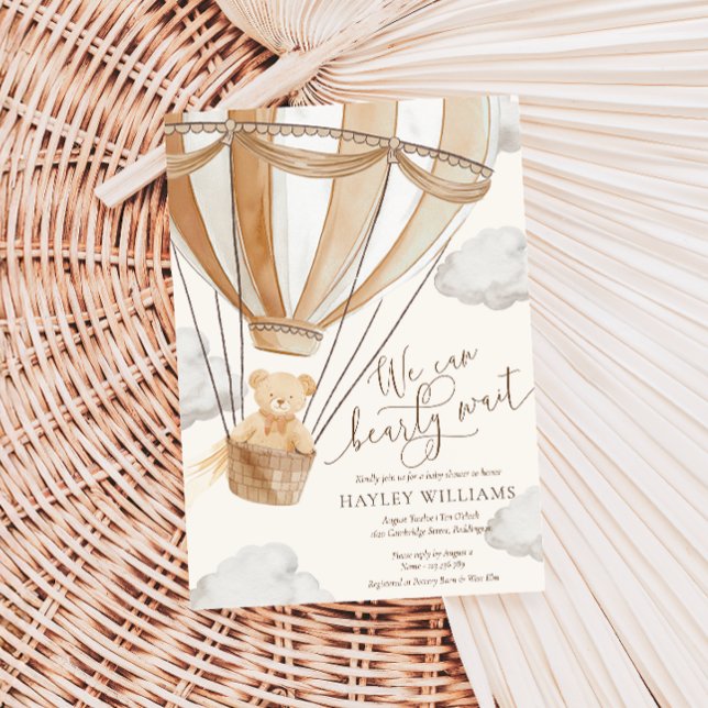 We Can Bearly Wait Tan Baby Shower Invitation (Creator Uploaded)