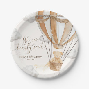 We Can Bearly Wait Tan Baby Shower Paper Plate
