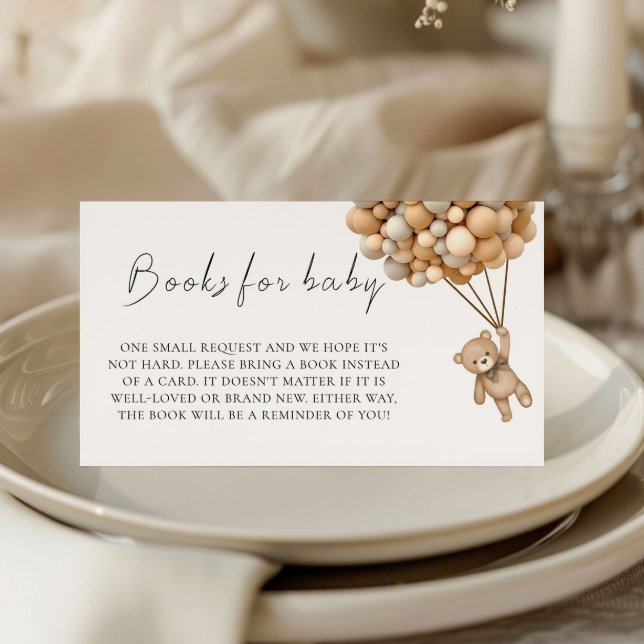 We Can Bearly Wait Teddy Balloon Book Request Enclosure Card (Creator Uploaded)