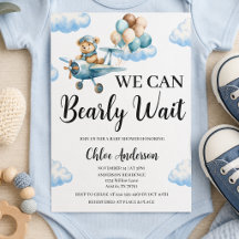 We Can Bearly Wait Teddy Bear Aeroplane Baby Showe