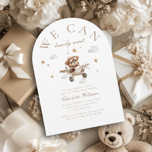We Can Bearly Wait! Teddy Bear & Aeroplane Invitation