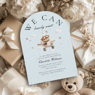 We Can Bearly Wait! Teddy Bear & Aeroplane  Invitation