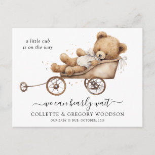 We Can Bearly Wait Teddy Bear Announcement Postcard