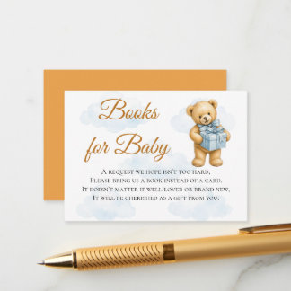 We Can Bearly Wait Teddy Bear Baby Boy Shower Enclosure Card