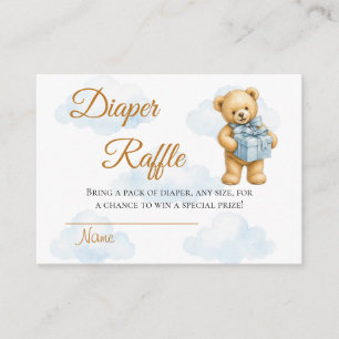 We Can Bearly Wait Teddy Bear Baby Boy Shower Enclosure Card