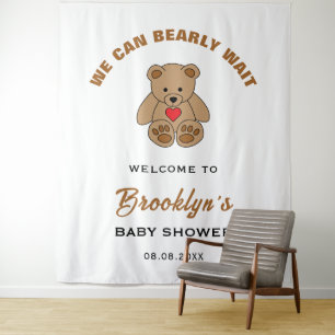 We Can Bearly Wait Teddy Bear Baby Shower Backdrop Tapestry