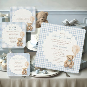 We Can Bearly Wait Teddy Bear Baby Shower Boy  Invitation