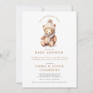 We Can Bearly Wait Teddy Bear Baby Shower Invitation