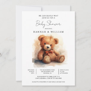 We Can Bearly Wait Teddy Bear Baby Shower Invitation