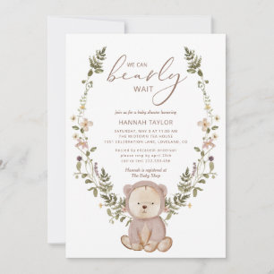 We Can Bearly Wait Teddy Bear Baby Shower Invitation