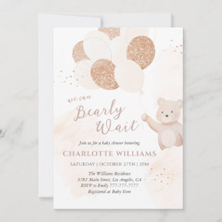 We Can Bearly Wait | Teddy Bear Baby Shower Invitation