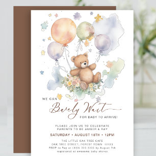 We Can Bearly Wait Teddy Bear Baby Shower  Invitation