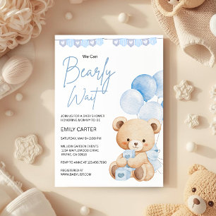 We Can Bearly Wait Teddy Bear Baby Shower Invitation