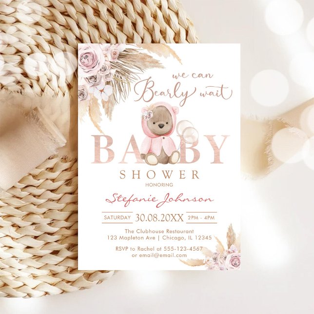 We Can Bearly Wait Teddy Bear Baby Shower Invitation (Creator Uploaded)