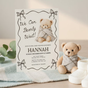 We Can Bearly Wait, Teddy Bear Baby Shower  Invitation
