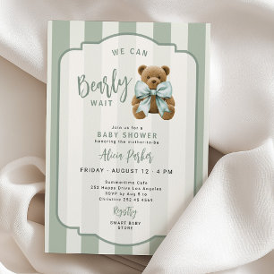 We can bearly wait teddy bear baby shower invitation
