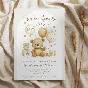 We Can Bearly Wait Teddy Bear Baby Shower  Invitation