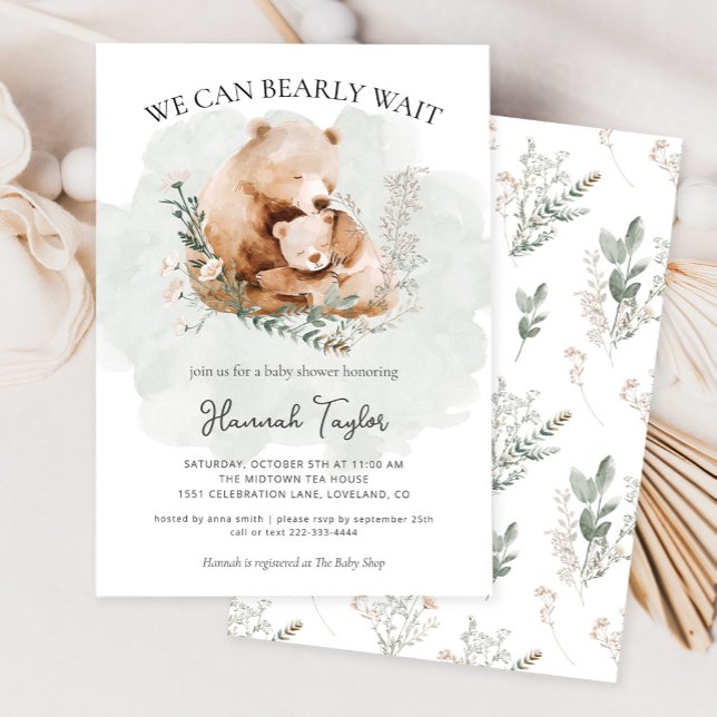 We Can Bearly Wait Teddy Bear Baby Shower Invitation (Creator Uploaded)
