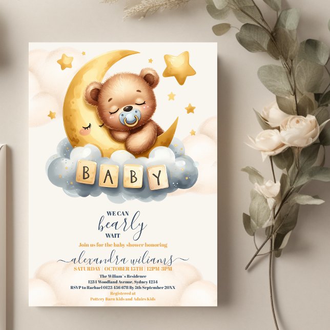 We Can Bearly Wait Teddy Bear Baby Shower  Invitation (Creator Uploaded)