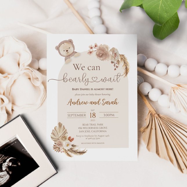 We Can Bearly Wait Teddy Bear Baby Shower Invitation (Creator Uploaded)